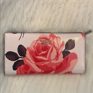 Kate Spade Pink Rose Print Wallet NWOT